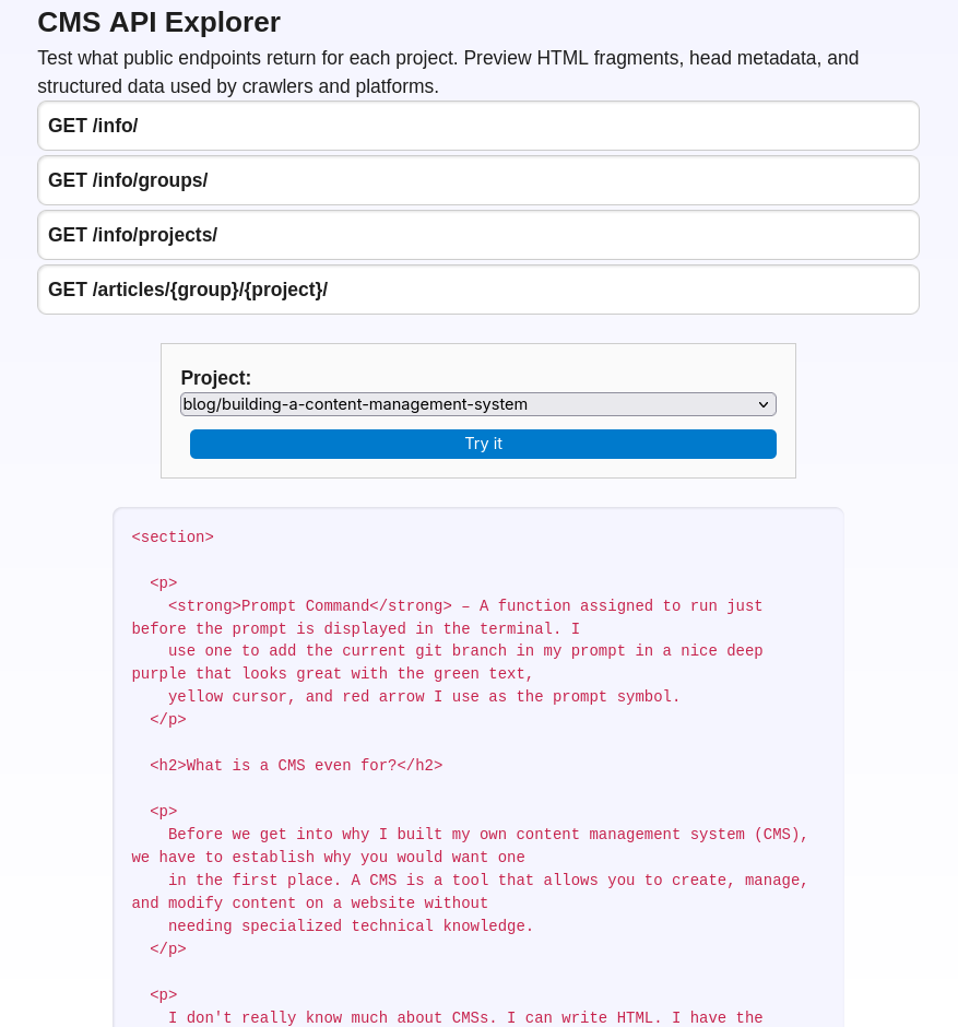 API explorer